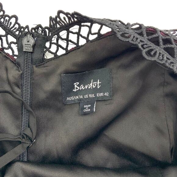 Bardot Taegen Lace Midi Dress Wine Black Size 10 NWOT $139 MSRP - Picture 7 of 11